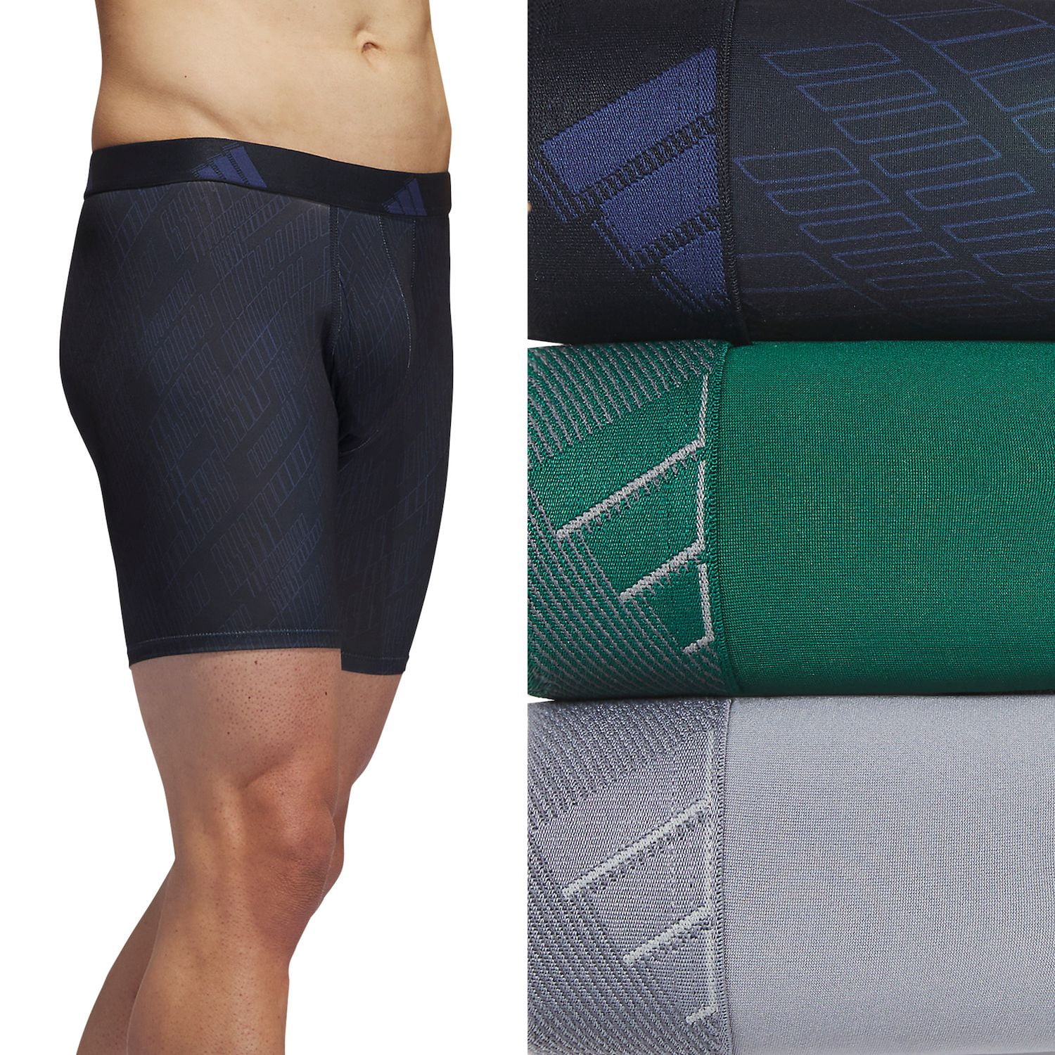 Adidas Mens Microfiber Boxer Briefs Underwear (Multipack) Athletic Stretch-Fit - L