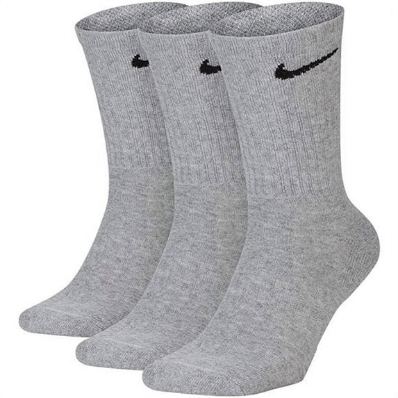 Nike Men's  Everyday Plus Cushion Crew Training Socks Grey Size: 8-12, 3-pack