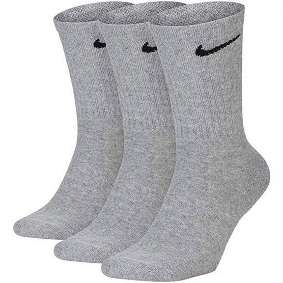 Nike Men's  Everyday Plus Cushion Crew Training Socks Grey Size: 8-12, 3-pack