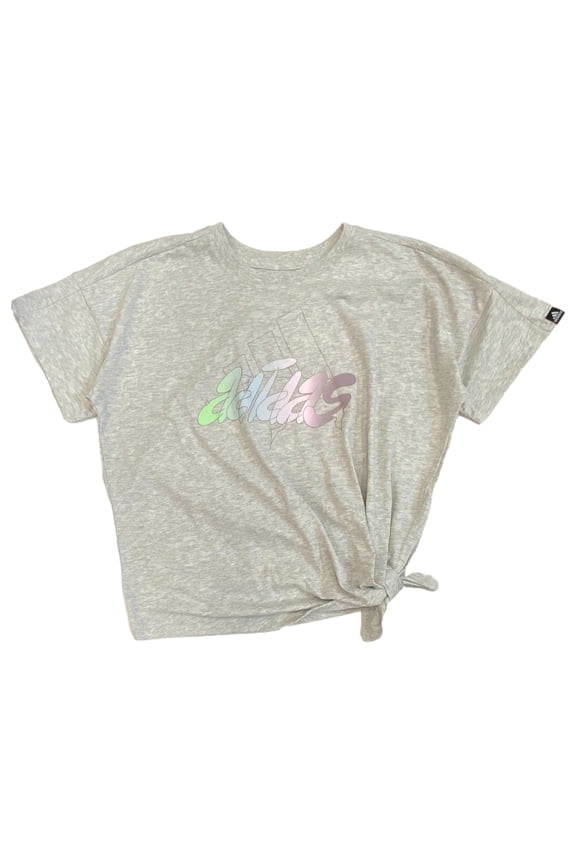 Girls Gray Front Knot Athletic T-Shirt Work Out Tee Shirt XL 16
