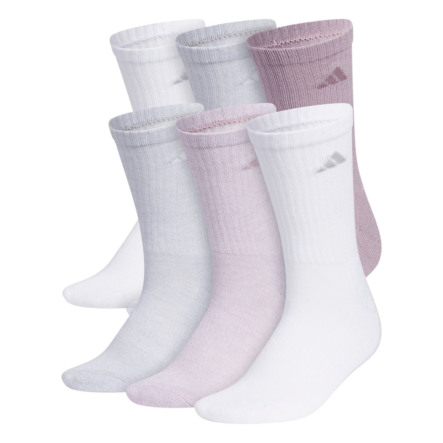 adidas Women's Athletic Cushioned Crew Socks with Arch Support, 6-Pack, Durable, Moisture-Wicking - M