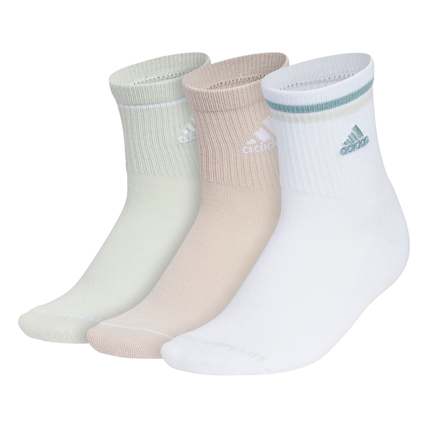 Women's adidas Cushioned Sport 2.0 3-Pack High Quarter Socks Color: Linen Green Size: 5-10