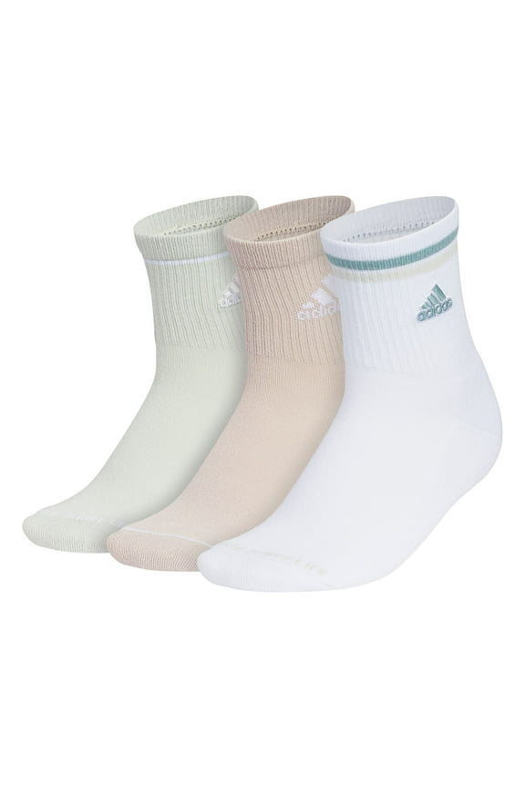 Women's adidas Cushioned Sport 2.0 3-Pack High Quarter Socks Color: Linen Green Size: 5-10