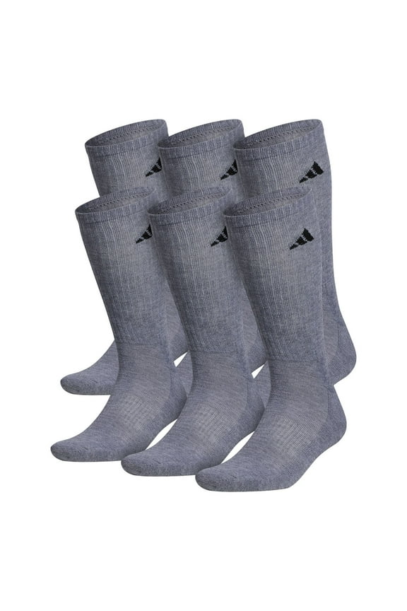 Men's adidas 6-pack Athletic Cushioned Crew Socks Color: Medium Gray Size: 8-12