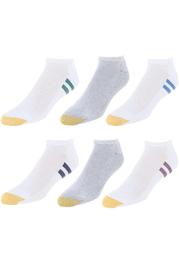 Gold Toe Mens Sport No Show Socks 6 Pair White Cushion Aquafx Moisture Control