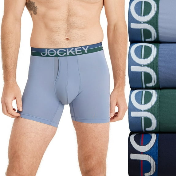 Men's Jockey® Infinite Cool Microfiber Stretch 5" 3-pack +1 Bonus Boxer Briefs Color: Navy Multi Size: M