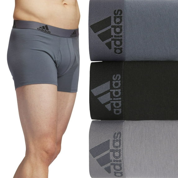 Men's adidas 3-Pack Stretch Trunk Boxer Briefs Color: Onix Gray Black Gray Size: XXL