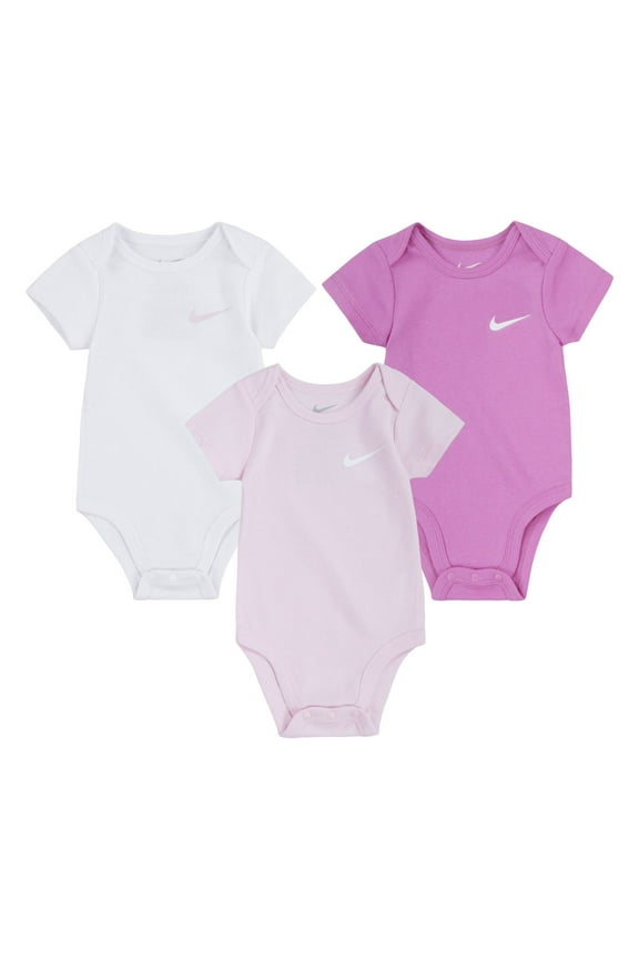 Baby Nike Short Sleeve 3-Pack Bodysuits Color: Pink Size: 3 MONTHS