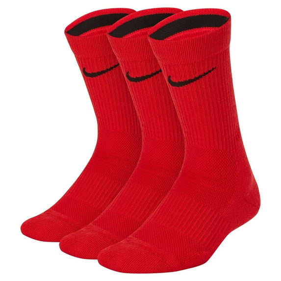 Kids Nike 3-Pack Elite Dri-FIT Basketball Crew Socks Color: Red Size: MEDIUM