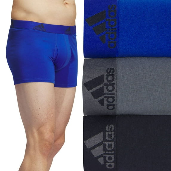 Men's adidas 3-Pack Stretch Trunk Boxer Briefs Color: Royal Blue Gray Blue Size: L