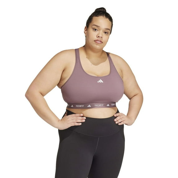 Plus Size adidas Techfit Training Bra Color: Shadow Fig Size: 3X