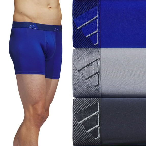 Men's adidas 3-pack Microfiber Trunks Color: Team Royal Blue Gray Size: M