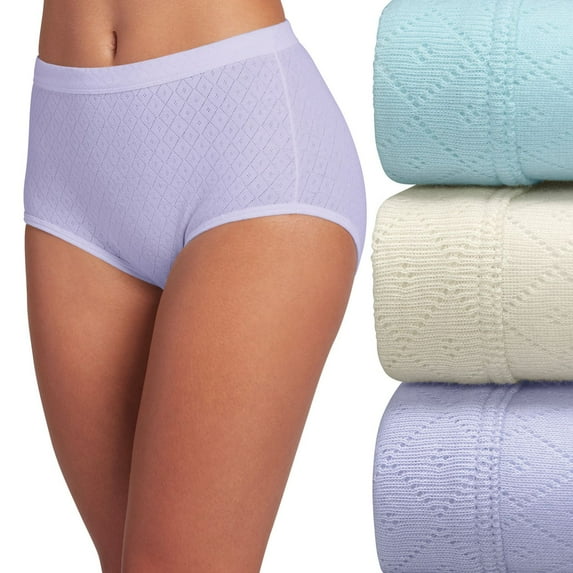 Women's Jockey® Elance Breathe 3-pack Pointelle Briefs Panty Set 1542 Color: Violet Veil Asst Size: 7