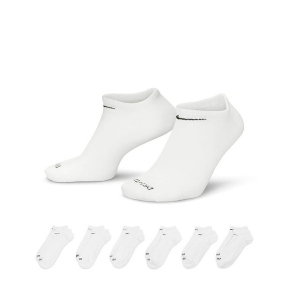 Men's Nike 6-pack Everyday Plus Lightweight No-Show Training Socks Color: White Black Size: 8-12