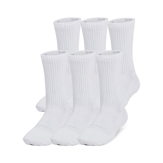Under Armour Kids' UA Performance Tech Crew Socks 6-Pack Color: White Black Size: SMALL