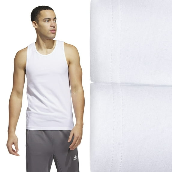 Men's adidas 2-pack Stretch Cotton Tank Tops Color: White Size: XXL