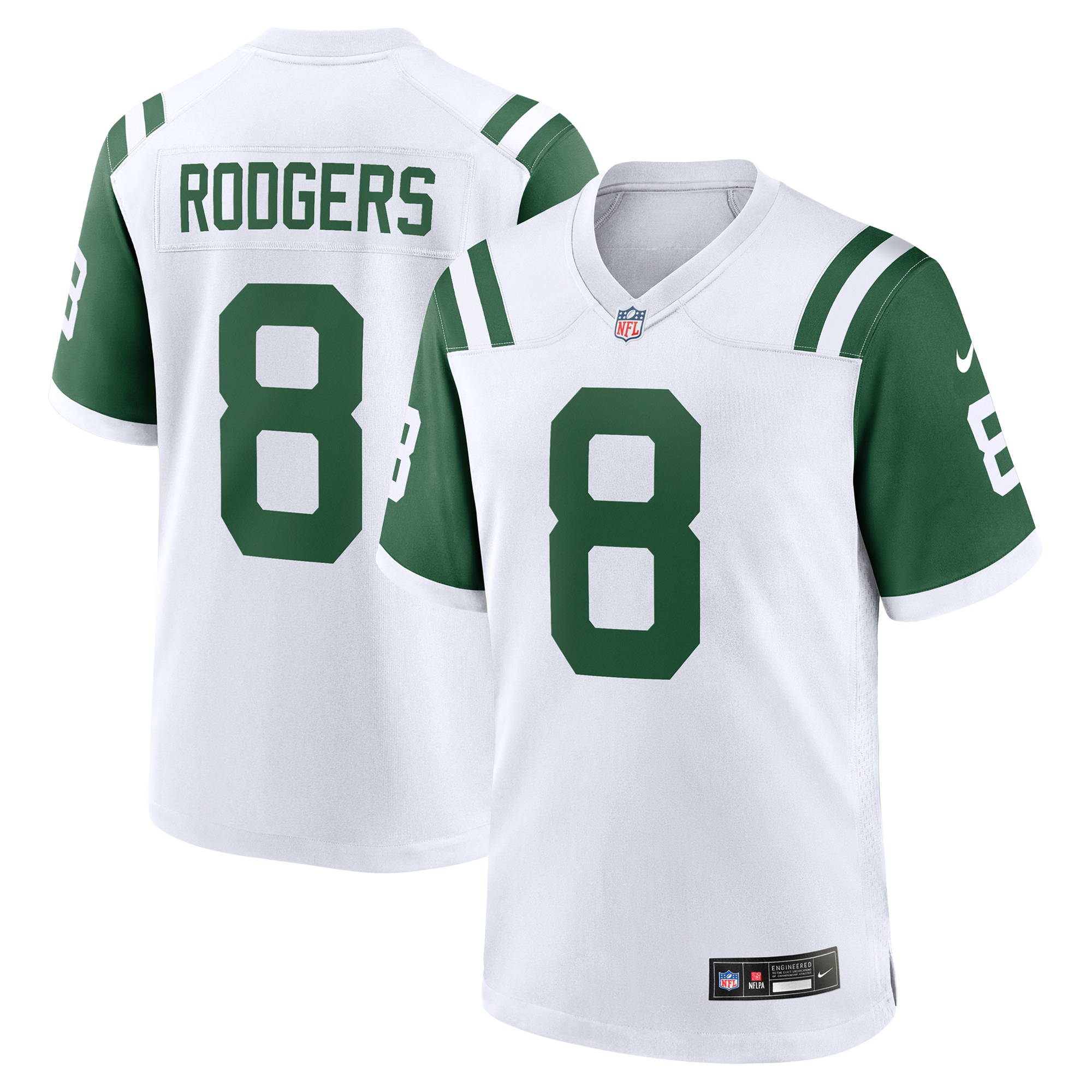 ユニフォーム New York Jets NFL Jersey Aaron Rodgers Men's New York Jets Aaron Rodgers Nike White Game Jersey