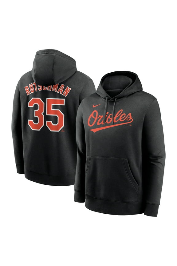 Men's Nike Adley Rutschman Black Baltimore Orioles Player Name & Number Club Pullover Hoodie