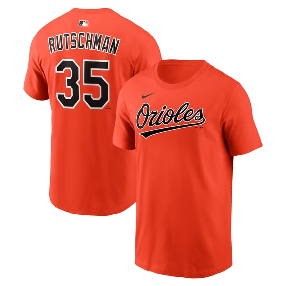Men's Nike Adley Rutschman Orange Baltimore Orioles Name & Number T-Shirt