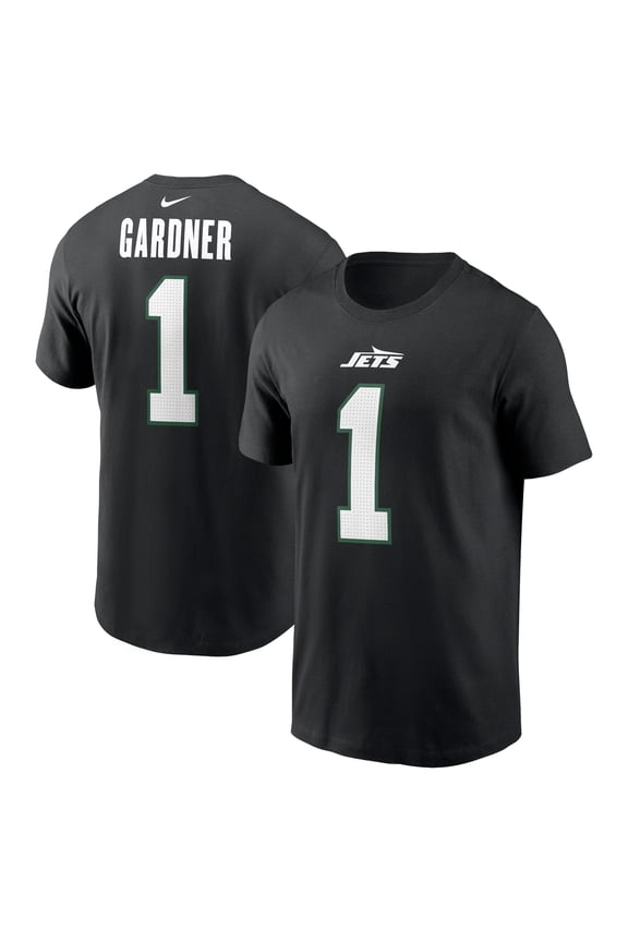 Men's Nike Ahmad Sauce Gardner Black New York Jets Name & Number T-Shirt