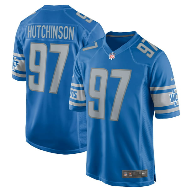 Men's Nike Aidan Hutchinson Blue Detroit Lions Player Game Jersey ...