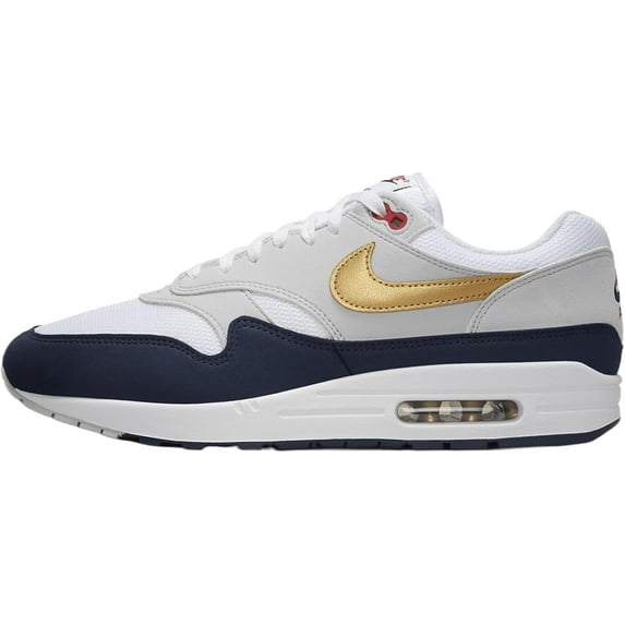 Nike Air Max 1 Men's Shoes (HM9604-400, Obsidian/White/Light Smoke Grey/Metallic Gold) Size 5