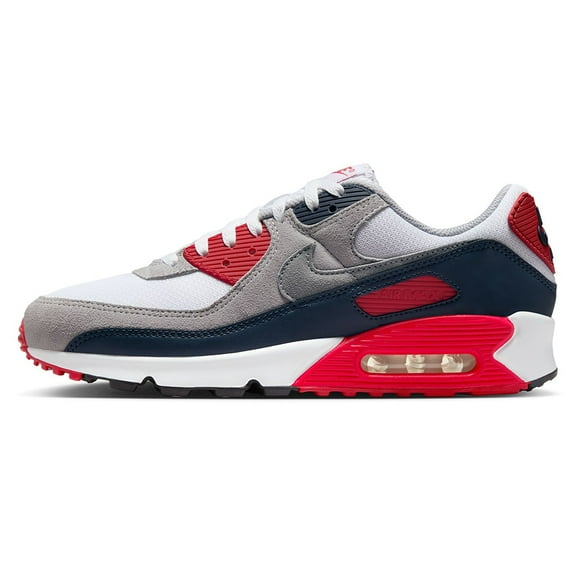 Men's Nike Air Max 90 White/Cool Grey-University Red (DM0029 117) - 9