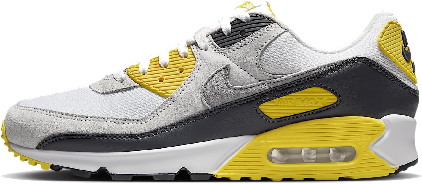 Men's Nike Air Max 90 White/LT Smoke Grey-Lightening (DM0029 111) - 8