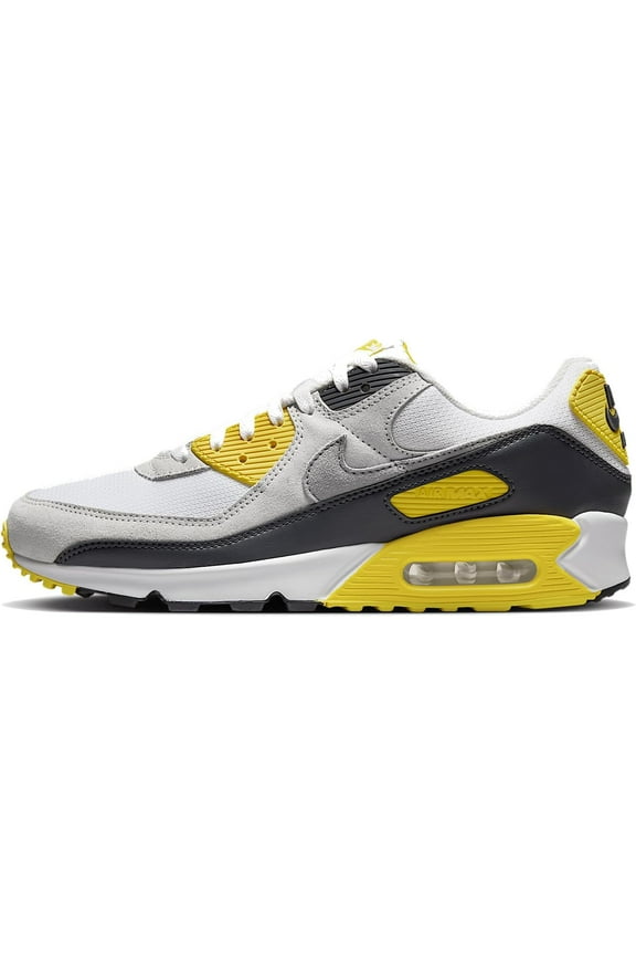 Men's Nike Air Max 90 White/LT Smoke Grey-Lightening (DM0029 111) - 9