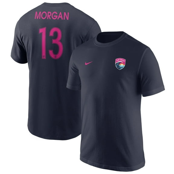 Men's Nike Alex Morgan Navy San Diego Wave FC Core Name & Number T-Shirt