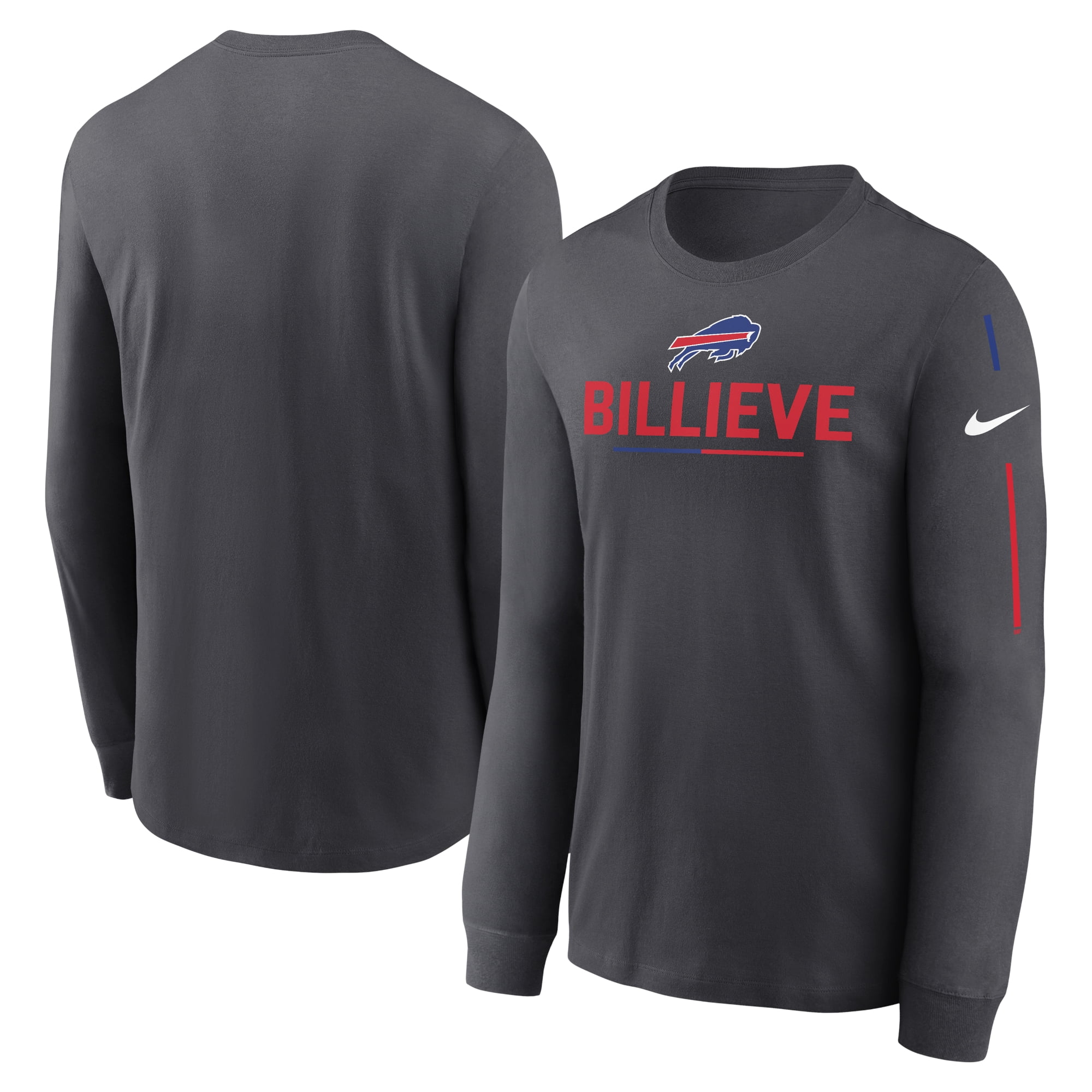 Men's Nike Anthracite Buffalo Bills Team Slogan Long Sleeve T-Shirt ...