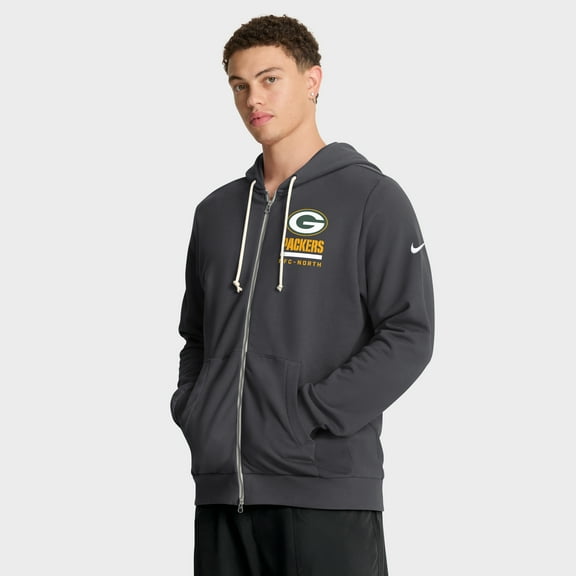 Men's Nike Anthracite Green Bay Packers Sideline Standard Issue Utility Player Dri-FIT Full-Zip Hoodie