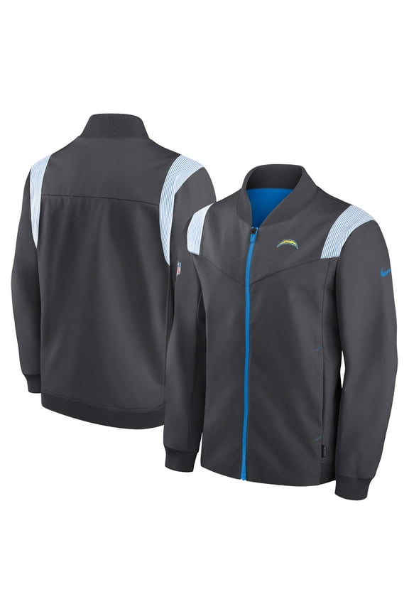 Men's Nike Anthracite Los Angeles Chargers Sideline Coaches Bomber Full-Zip Jacket