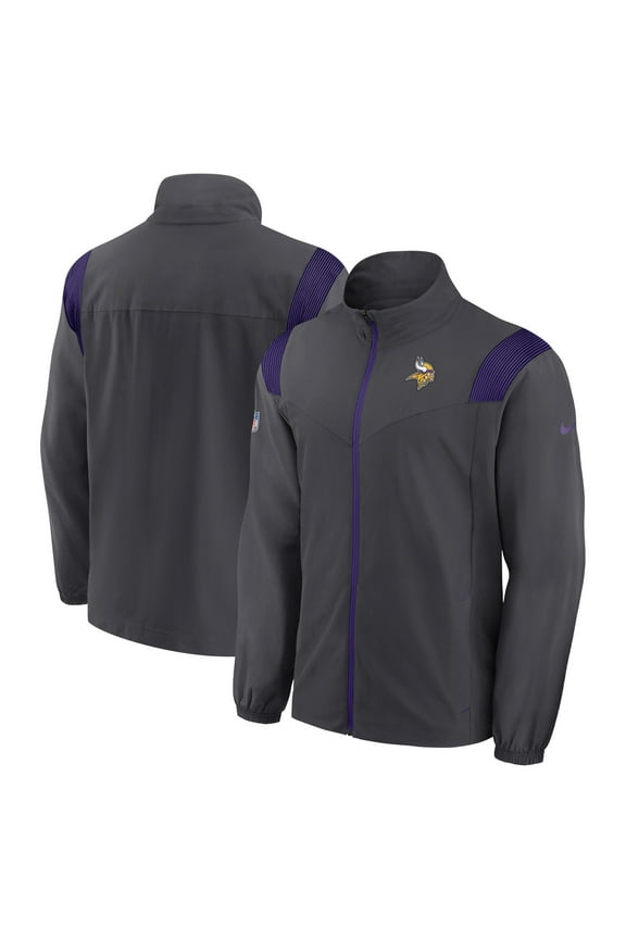 Men's Nike Anthracite Minnesota Vikings Sideline Woven Logo Full-Zip Jacket
