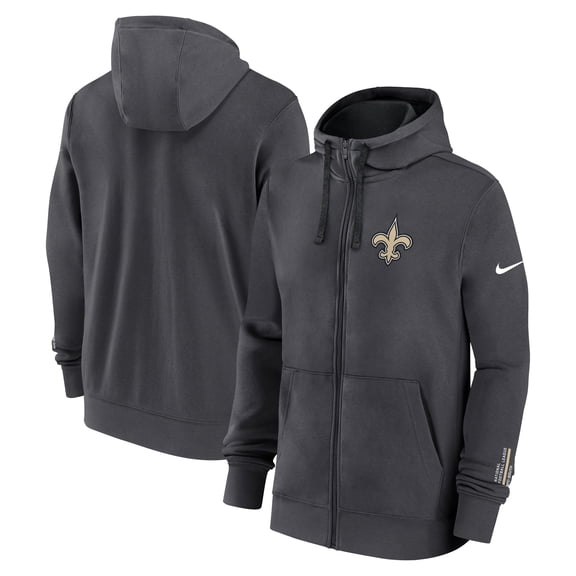 Men's Nike Anthracite New Orleans Saints Primetime Club Full-Zip Hoodie
