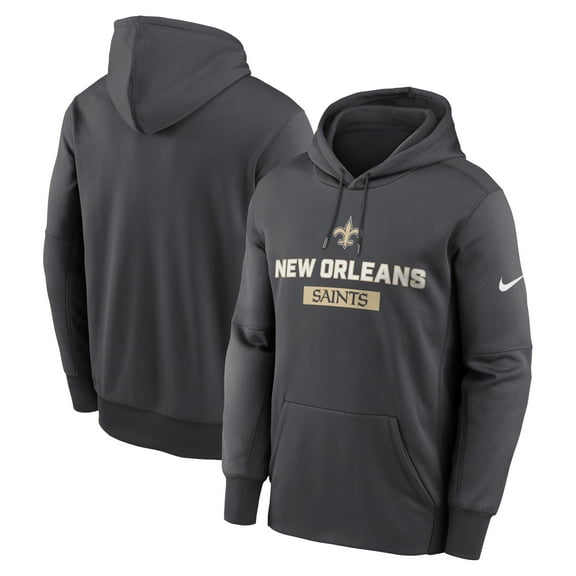 Men's Nike Anthracite New Orleans Saints Toss Sweep Performance Pullover Hoodie