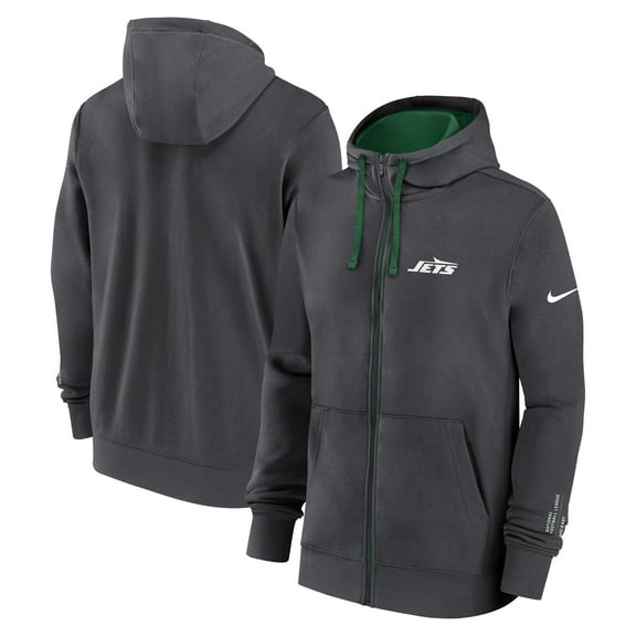 Men's Nike Anthracite New York Jets Primetime Club Full-Zip Hoodie