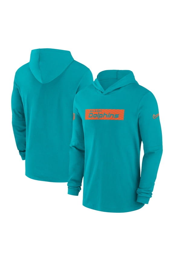 Men's Nike Aqua Miami Dolphins 2024/25 Sideline Performance Long Sleeve Hoodie T-Shirt