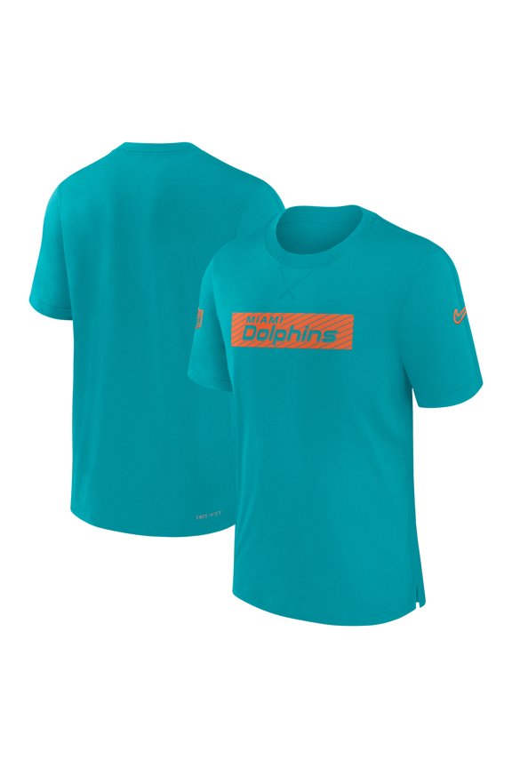 Men's Nike Aqua Miami Dolphins Sideline Player Performance T-Shirt
