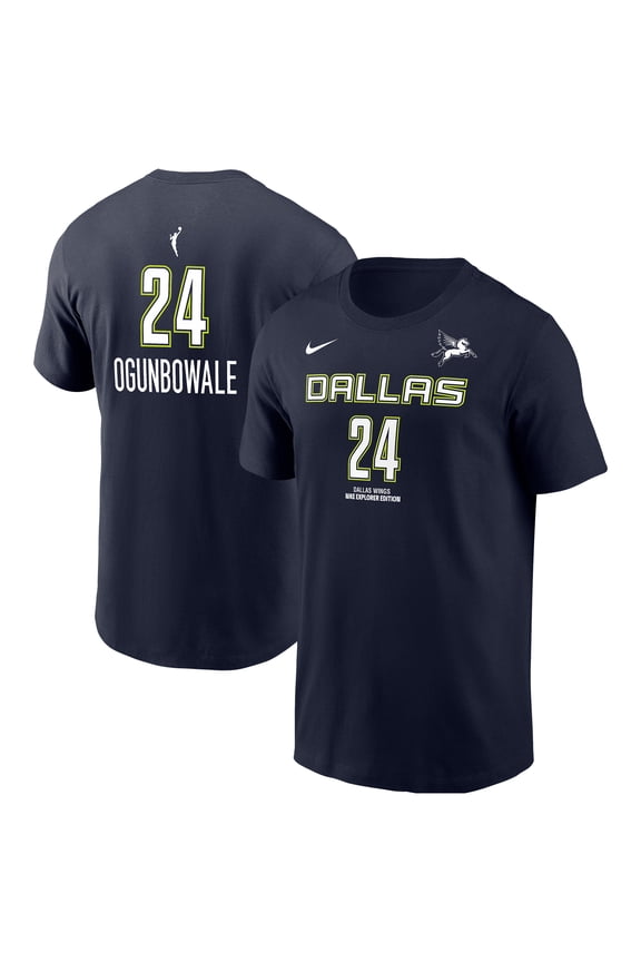 Men's Nike Arike Ogunbowale Navy Dallas Wings Explorer Edition Name & Number T-Shirt