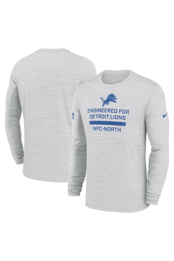 Men's Nike Ash Detroit Lions Sideline Velocity Performance Long Sleeve T-Shirt