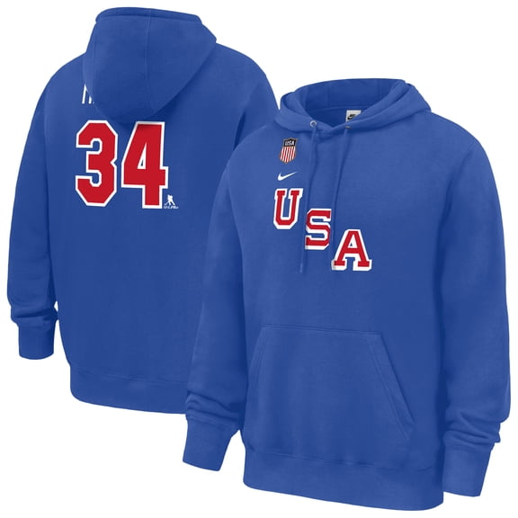 Men's Nike Auston Matthews Royal US Hockey 2026 Name & Number Hoodie