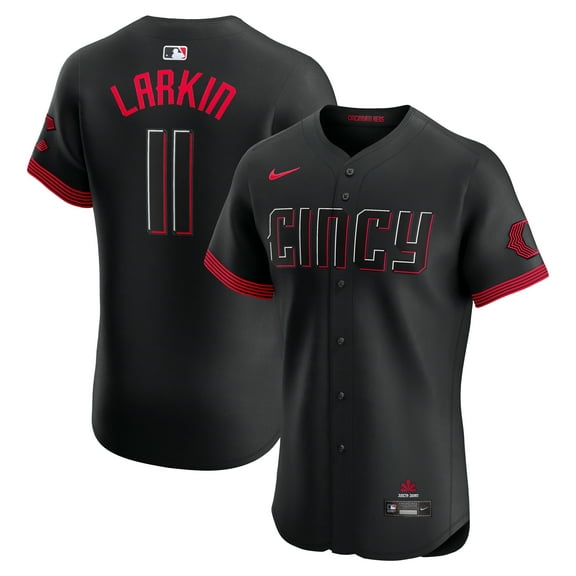 Men's Nike Barry Larkin Black Cincinnati Reds City Connect Elite Jersey