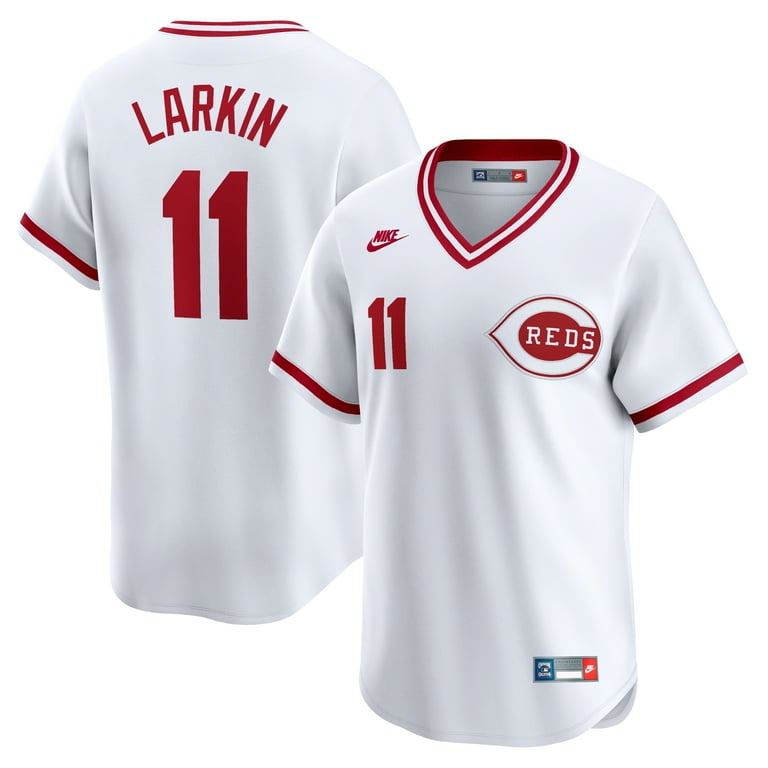 Men s Nike Barry Larkin White Cincinnati Reds Throwback Cooperstown Limited Jersey Walmart