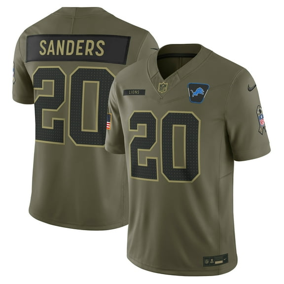 Men's Nike Barry Sanders Olive Detroit Lions 2025 Salute to Service Retired Limited Jersey
