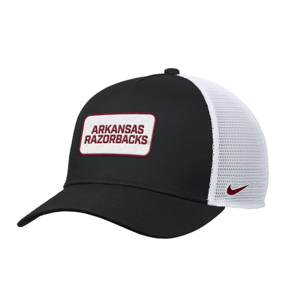 Men's Nike Black Arkansas Razorbacks 2025 On-Field Rise Trucker Performance Adjustable Hat