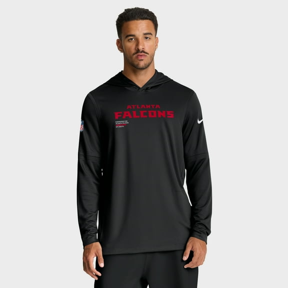 Men's Nike Black Atlanta Falcons Sideline Pure Fury Dri-FIT Long Sleeve Hoodie T-Shirt