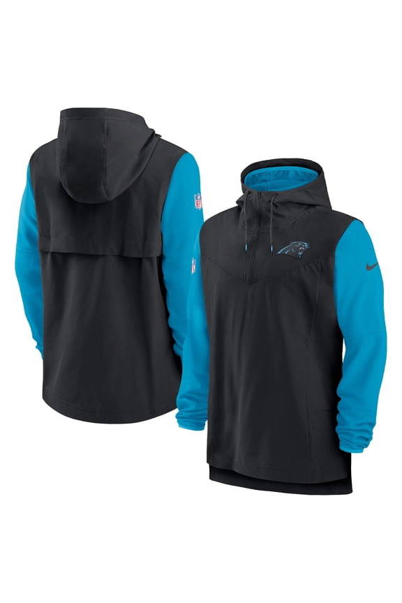 Men's Nike Black/Blue Carolina Panthers Sideline Player Quarter-Zip Hoodie