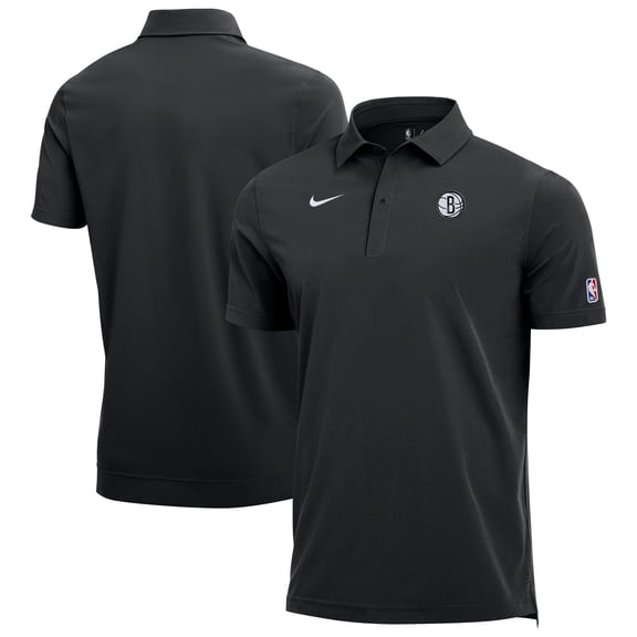 Men's Nike Black Brooklyn Nets 2025/26 Authentic Dri-FIT Coaches Polo