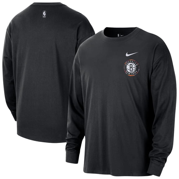 Men's Nike Black Brooklyn Nets 2025/26 City Edition Remix Essential Logo Long Sleeve T-Shirt